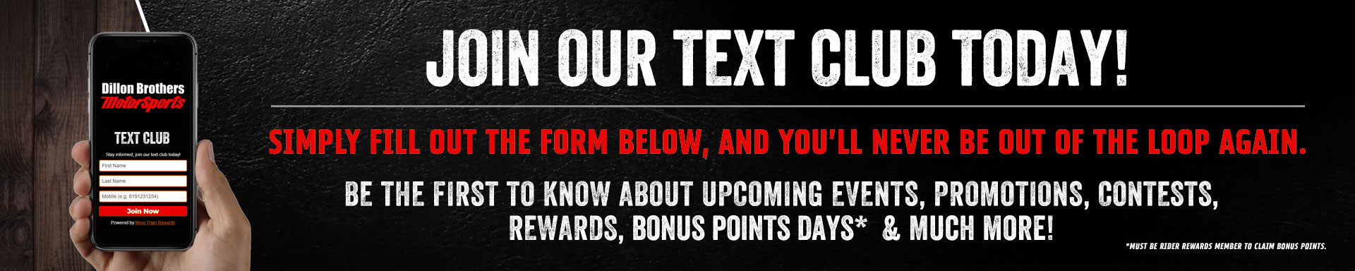 Join Our Text Club Today, header banner